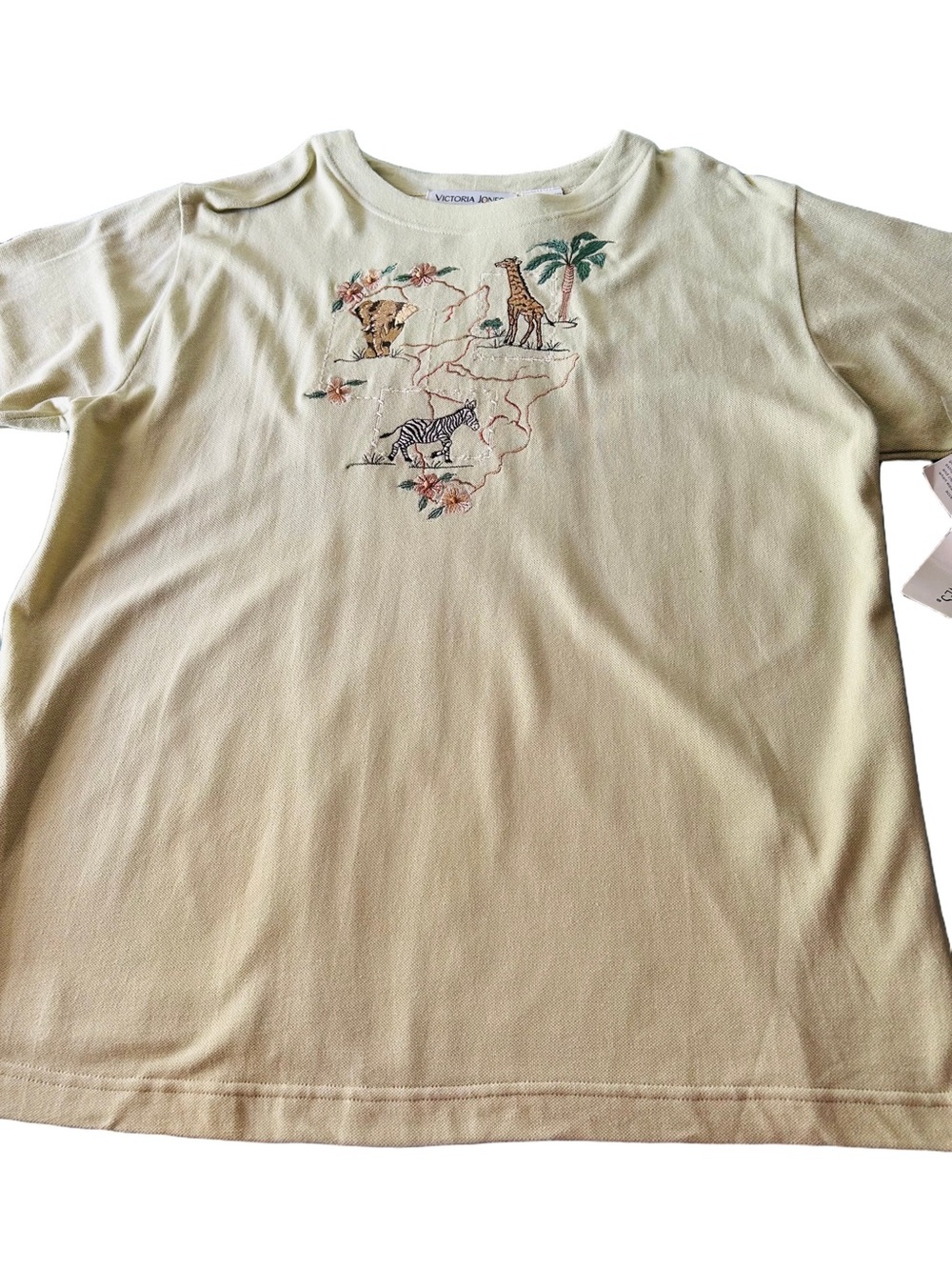 NWT Victoria Jones Women’s Jungle Safari Embroidered Top Cotton Size Large